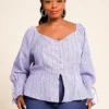 Nurode Plus Size Stripe Off Shoulder Blouse