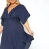 Asoph Plus Size Dolman Sleeve Linen Summer Dress