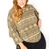 Asoph Plus Size Aztec Print Dolman Sleeve Hooded Sweater