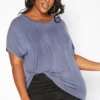 Asoph Plus Size Back Cross Hem Design Tee Shirt