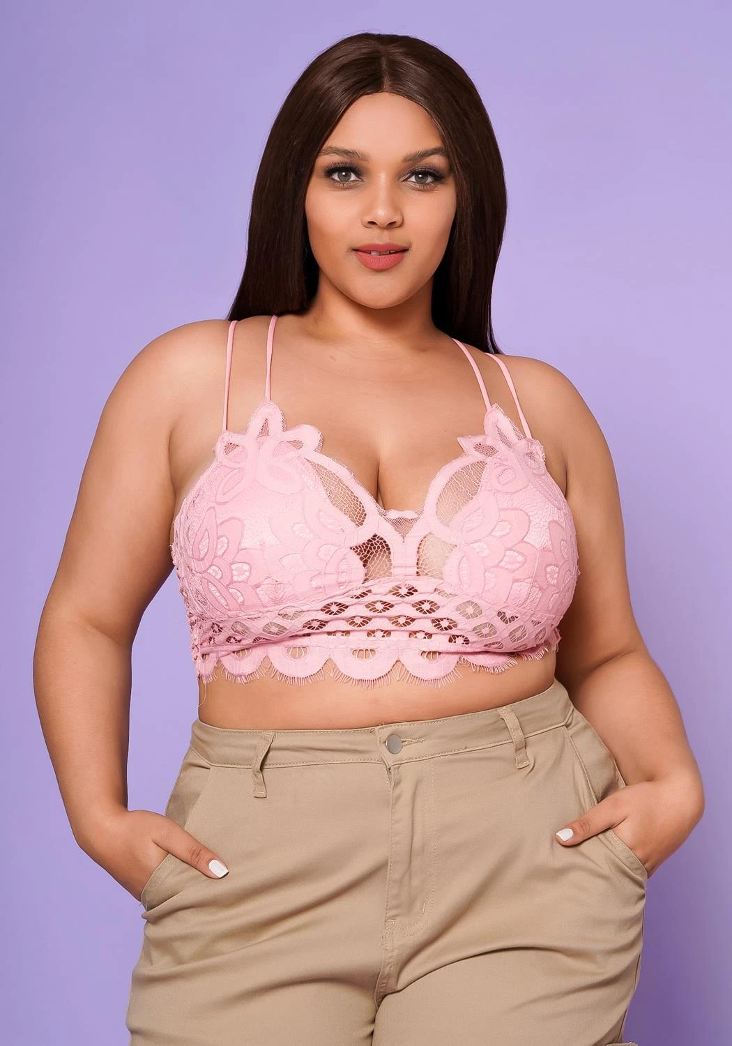 Asoph Plus Size Crochet Cami Crop Top