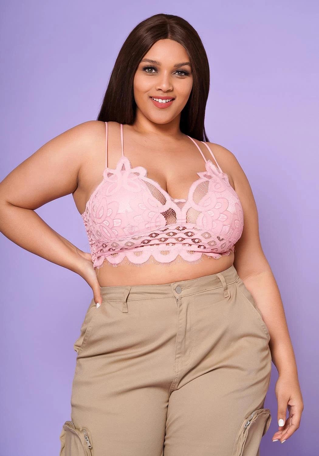 Asoph Plus Size Crochet Cami Crop Top - Image 2