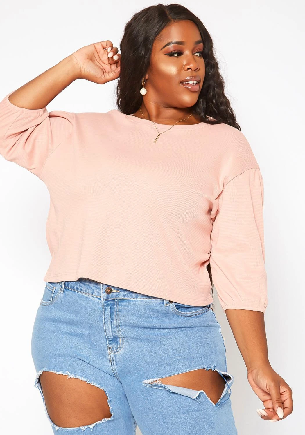 Asoph Plus Size Relaxed Fit Crew Neck Top - Image 2