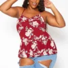 Asoph Plus Size Floral Print V Neck Cami Top