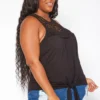 Asoph Plus Size Crochet Hem Tassel Front Tank Top