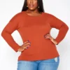 Asoph Plus Size Casual Crew Neck Long Sleeve Top