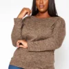 Asoph Plus Size Casual Knit Long Sleeve Top