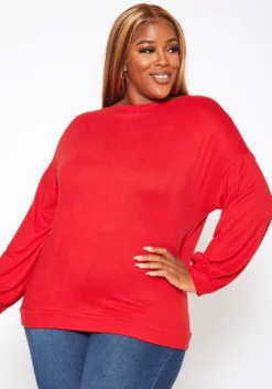 Plus Size Basic Knit Long Sleeve Shirt