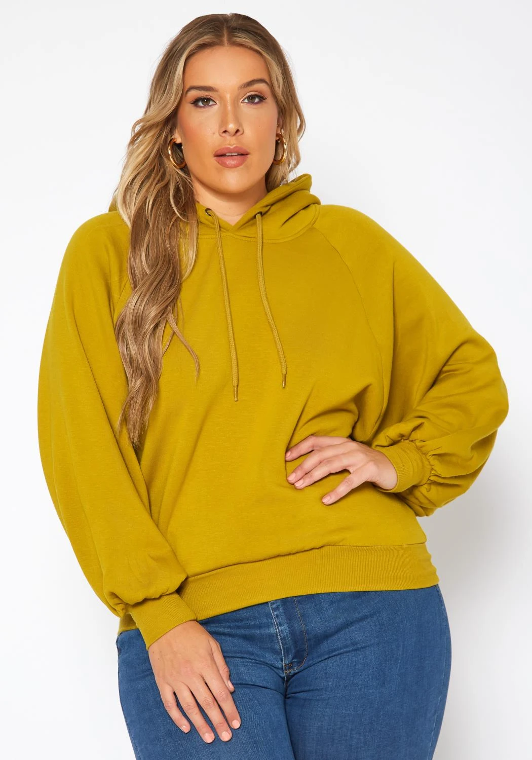 Plus Size Solid Hooded Sweater - Image 2