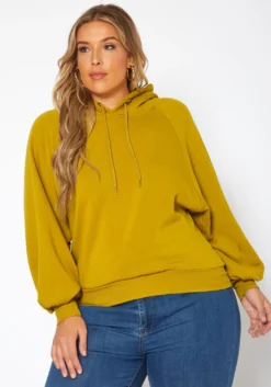 Plus Size Solid Hooded Sweater