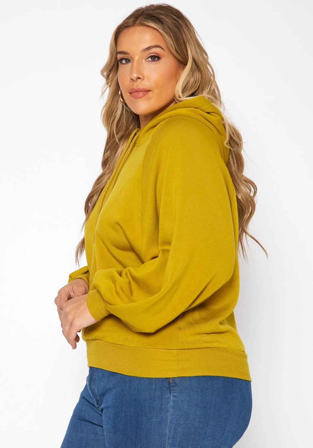 Plus Size Solid Hooded Sweater - Image 3