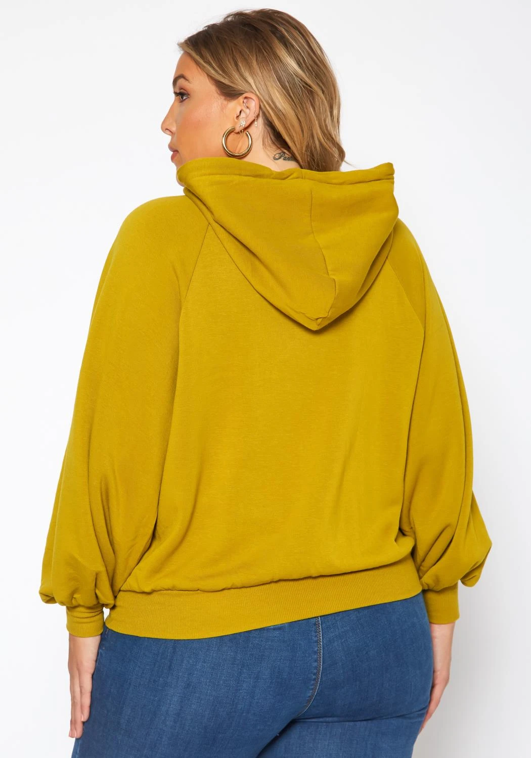 Plus Size Solid Hooded Sweater - Image 4