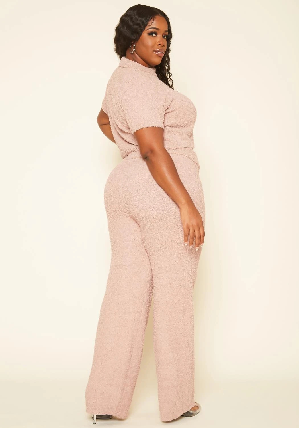 Plus Size Cozy Knit Crop Top & Pants Set - Image 4