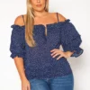 Plus Size Polka Dot Off Shoulder Cami Blouse