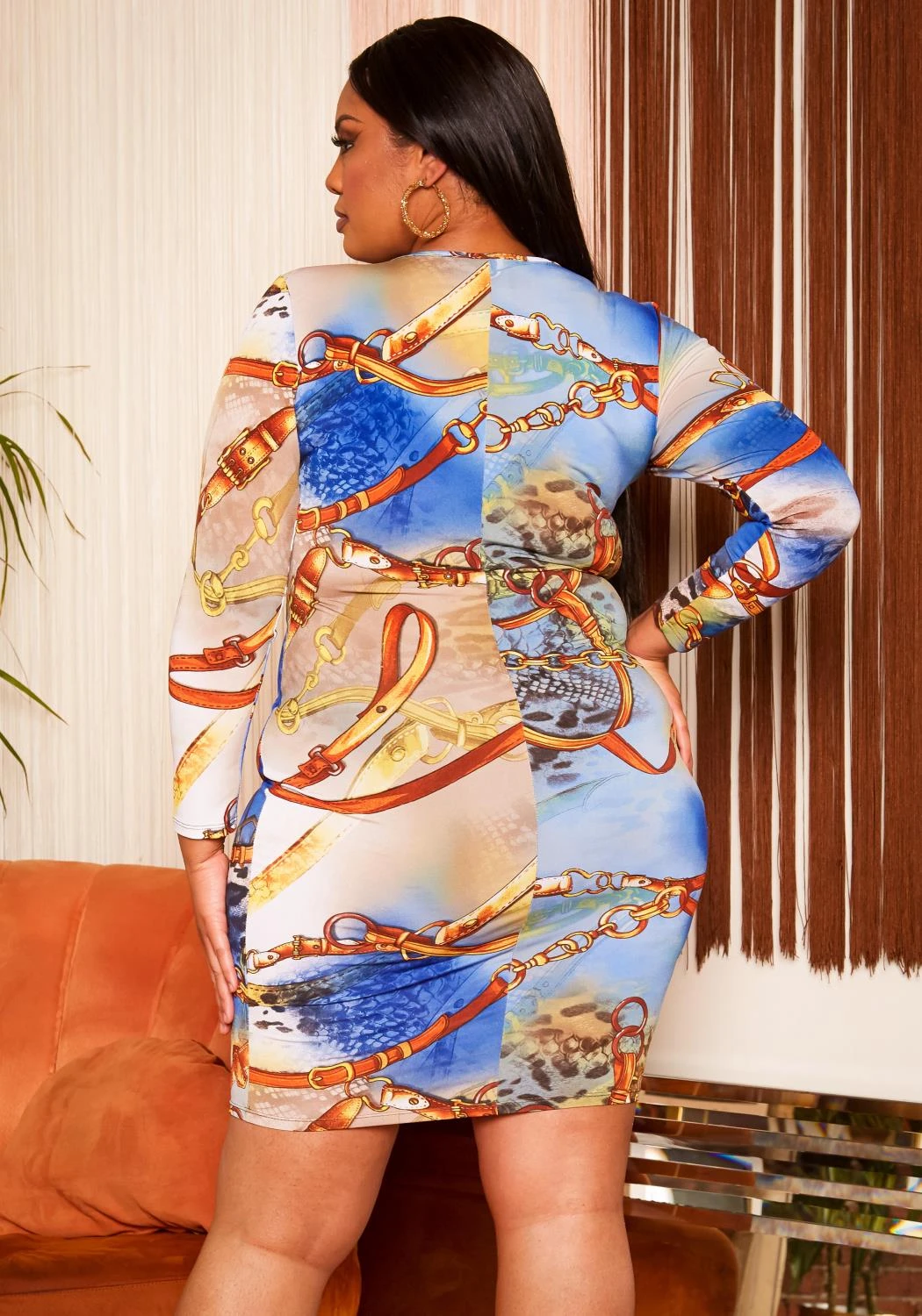 Plus Size Chainlink Print Bodycon Mini Dress - Image 5