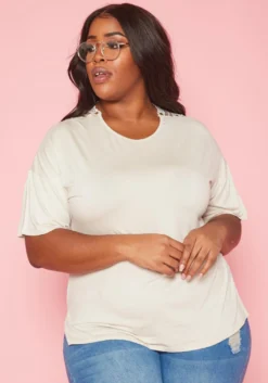Plus Size Embroidered Short Sleeve Top