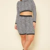 Plus Size Greek Key Print Crop Top & Biker Shorts Set