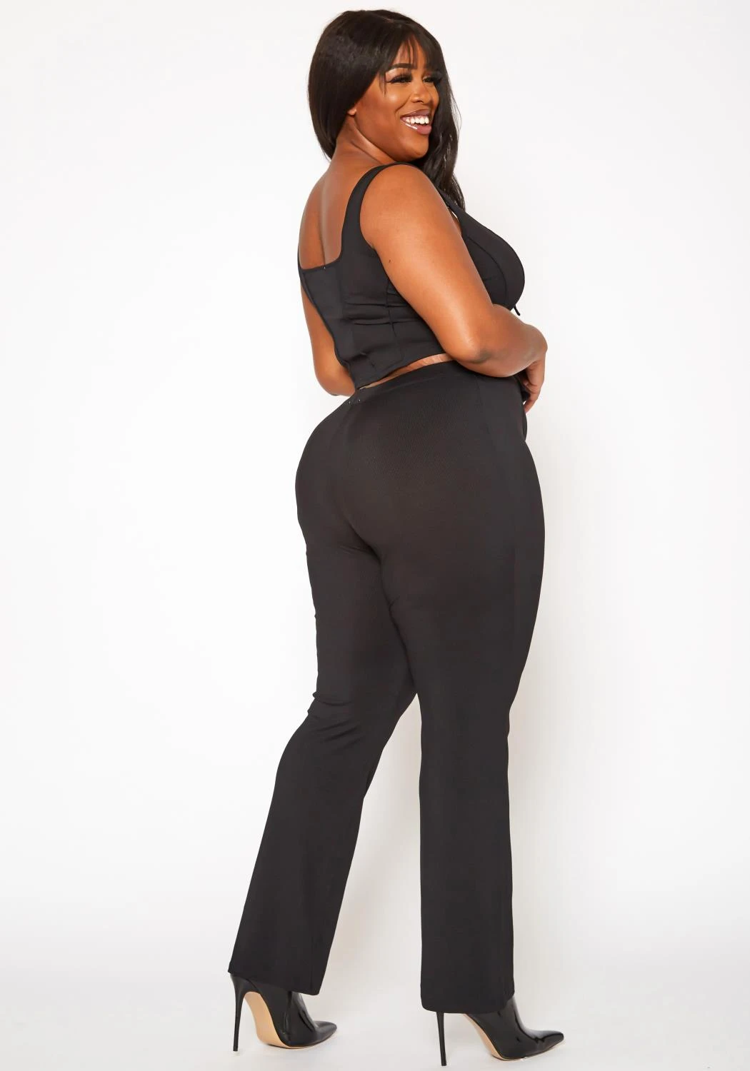 Plus Size Cross Lace Corset Top & Pants Set - Image 4