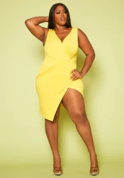 Plus Size Surplice Mini Dress