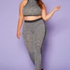 Plus Size Greek Key Print Halter Top & Pants Set