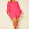 Plus Size Oversized Off Shoulder Mini Dress
