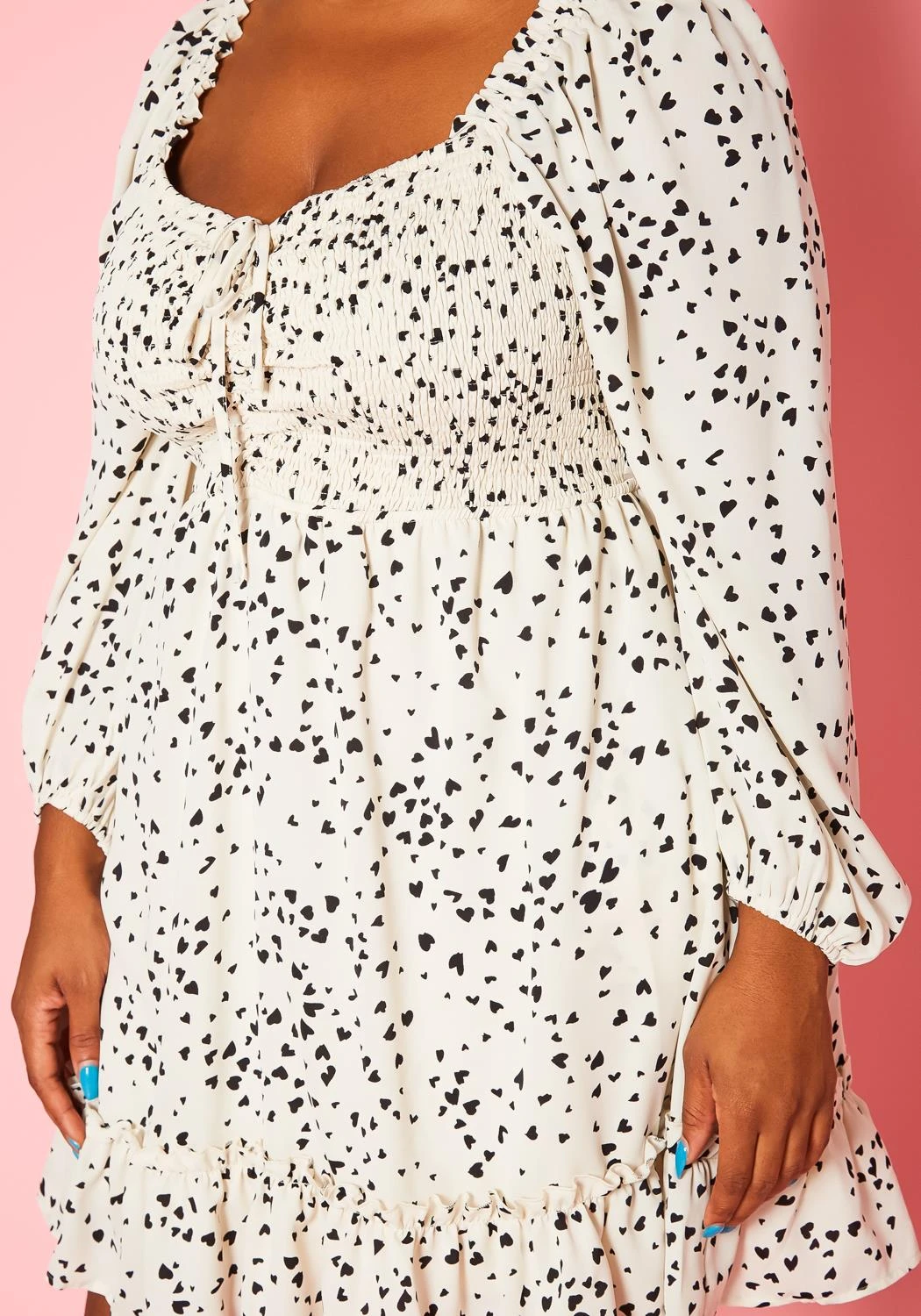 Plus Size Heart Print Flared Mini Dress - Image 6