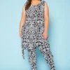 Plus Size Multi Print Sleek Top & Leggings Set