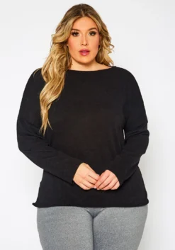 Plus Size Knit Long Sleeve Top