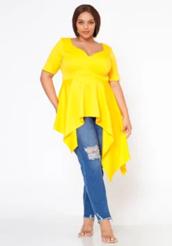 Plus Size Asymmetric Peplum Top