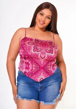 Plus Size Paisley Print Cami Top