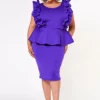 Plus Size Ruffle Peplum Midi Dress